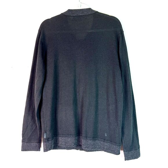 Calvin Klein Cardigan Men L Black Gray Euro Merino Sweater Preppy Classic NWOT - Picture 2 of 9